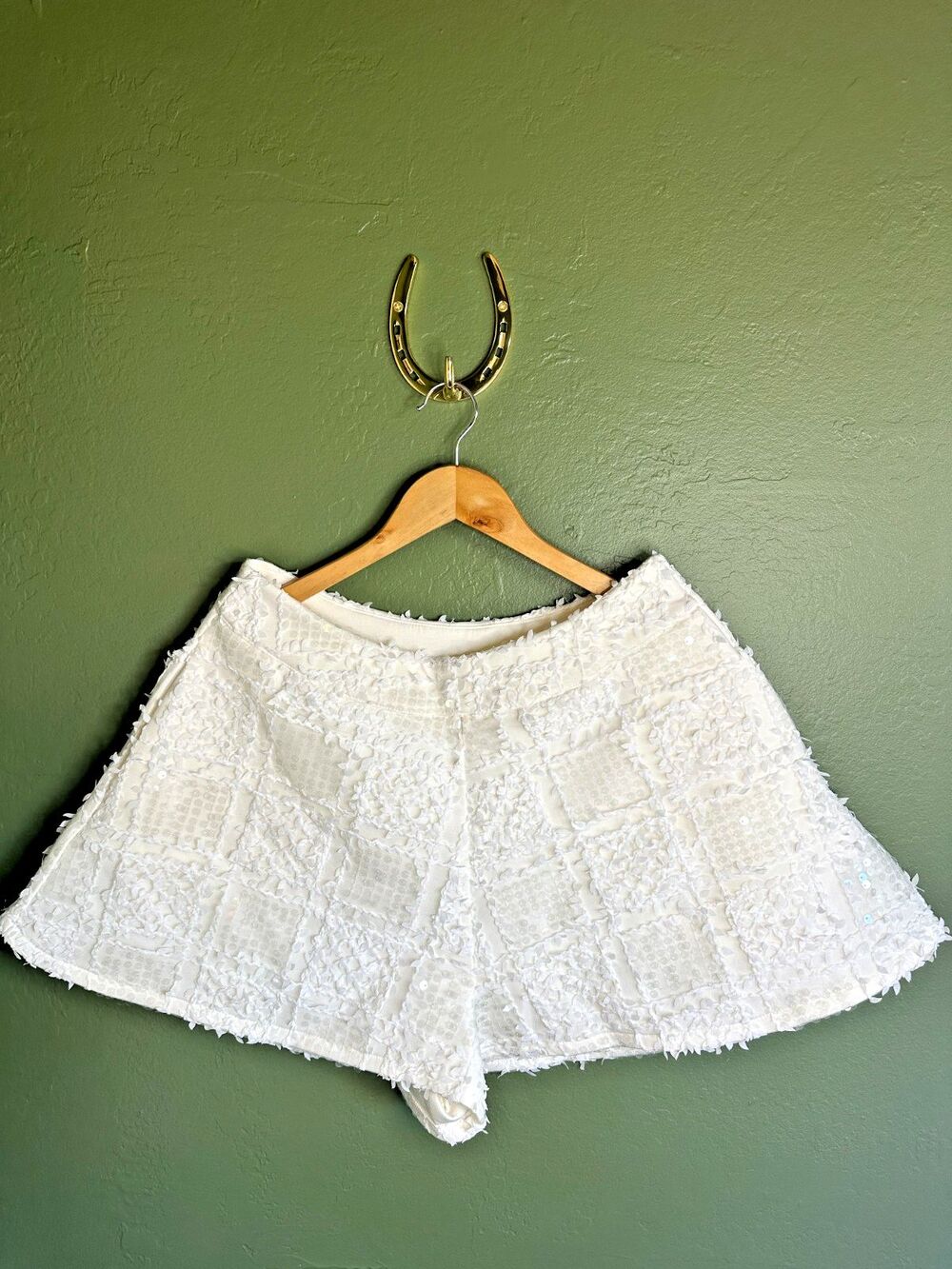 Dance & Marvel White Textured Fringe Women’s Shorts